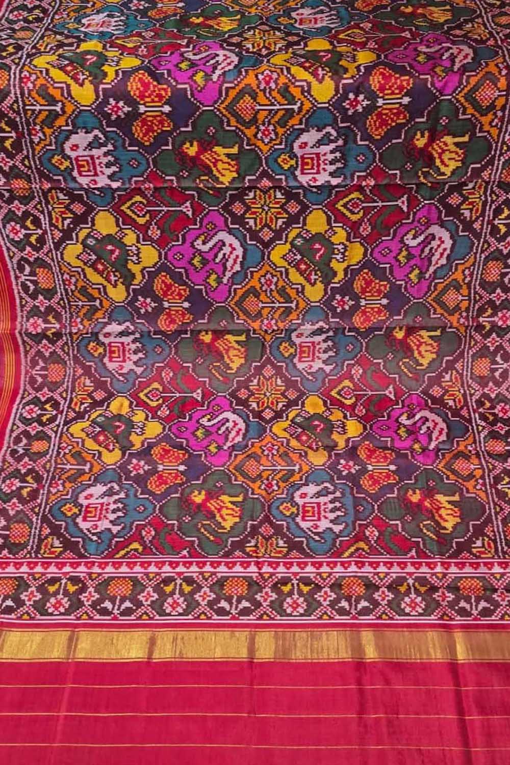 Multicolor Single Ikat Patan Patola Handloom Pure Silk Dupatta