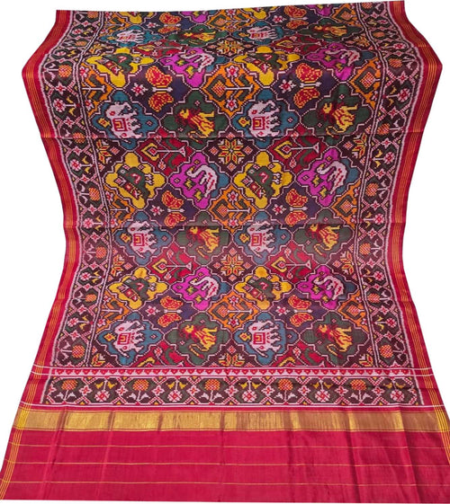 Multicolor Patan Patola Handloom Pure Silk Dupatta — Single Ikat, Luxury & Bridal