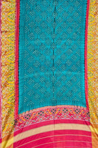 Blue Patola Silk Handloom Dupatta with Hand Bandhej - Luxurion World