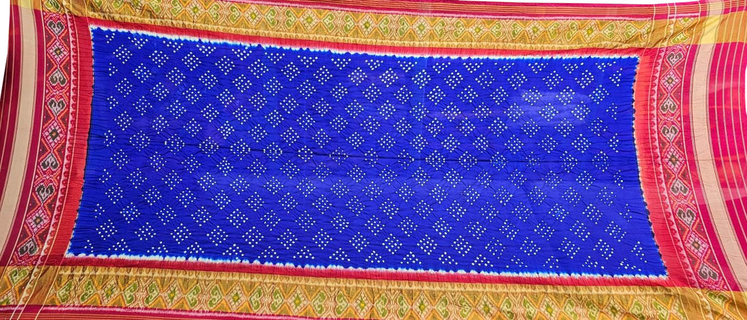 Blue Patola Handloom Silk Bandhej Dupatta - Luxurion World