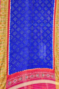 Blue Patola Handloom Silk Bandhej Dupatta - Luxurion World