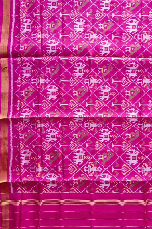Stunning Pink Patola Handloom Silk Dupatta - Luxurion World