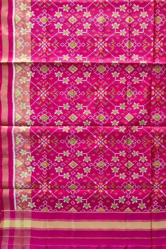 Stunning Pink Patola Handloom Silk Dupatta