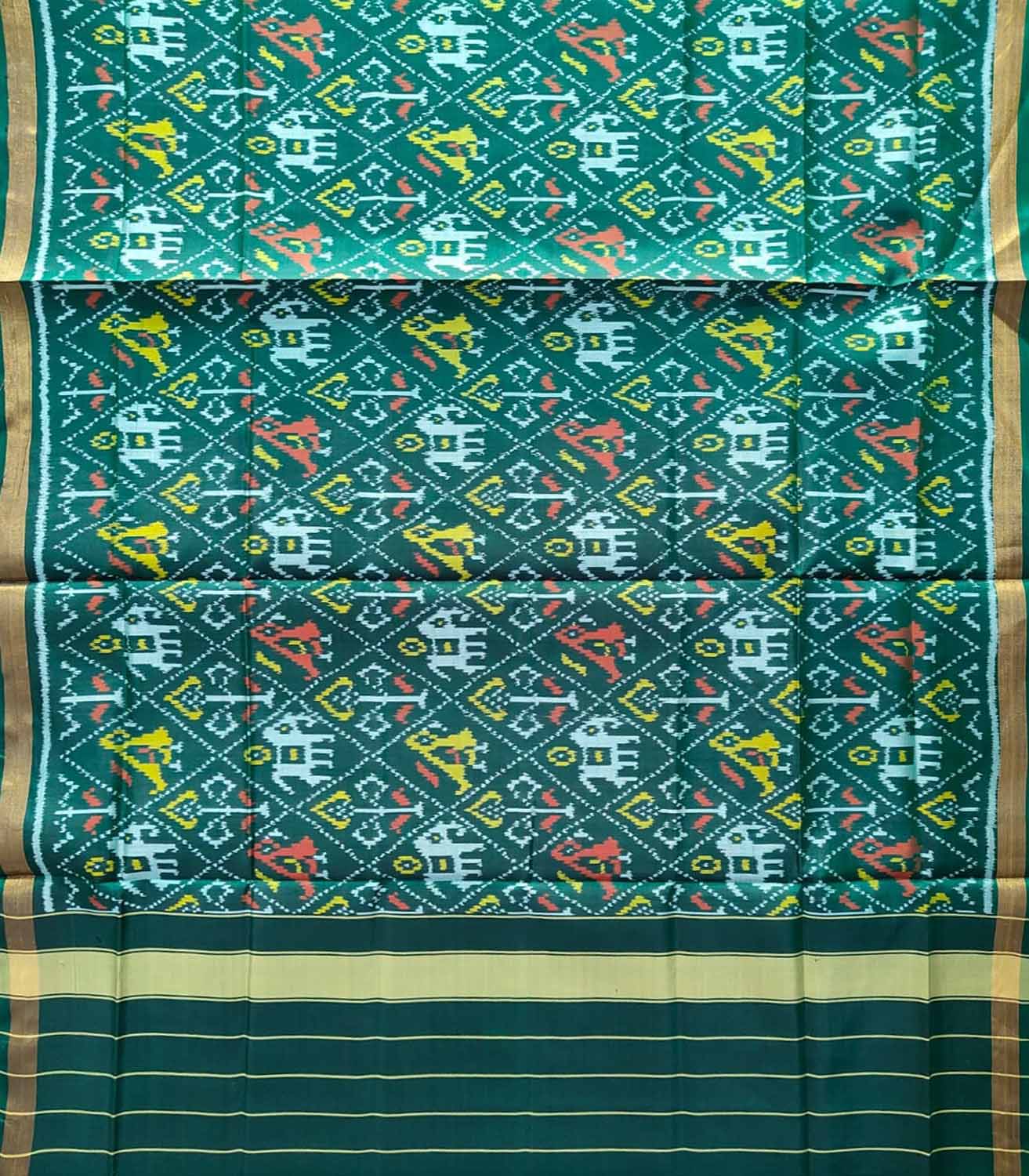 Green Patola Handloom Silk Dupatta - Pure Elegance - Luxurion World