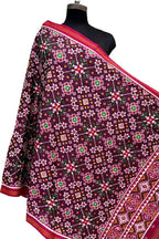 Multicolor Pure Silk Handloom Double Ikat Patan Patola Dupatta - Luxurion World- Crafted Heirlooms