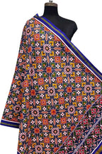 Blue Pure Silk Handloom Double Ikat Patan Patola Dupatta - Luxurion World- Crafted Heirlooms