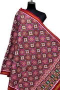 Multicolor Pure Silk Handloom Double Ikat Patan Patola Dupatta - Luxurion World- Crafted Heirlooms