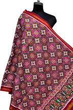 Multicolor Pure Silk Handloom Double Ikat Patan Patola Dupatta - Luxurion World- Crafted Heirlooms