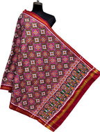 Multicolor Pure Silk Handloom Double Ikat Patan Patola Dupatta - Luxurion World- Crafted Heirlooms