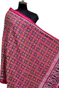 Pink Pure Silk Handloom Double Ikat Patan Patola Dupatta - Luxurion World- Crafted Heirlooms