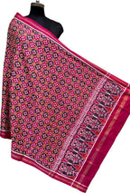Pink Pure Silk Handloom Double Ikat Patan Patola Dupatta - Luxurion World- Crafted Heirlooms