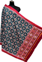 Green Pure Silk Handloom Double Ikat Patan Patola Dupatta - Luxurion World- Crafted Heirlooms