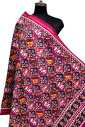 Pink Pure Silk Handloom Double Ikat Patan Patola Dupatta - Luxurion World- Crafted Heirlooms