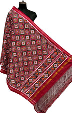 Multicolor Pure Silk Handloom Double Ikat Patan Patola Dupatta - Luxurion World- Crafted Heirlooms