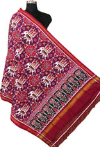 Multicolor Pure Silk Handloom Double Ikat Patan Patola Dupatta - Luxurion World- Crafted Heirlooms