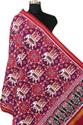 Multicolor Pure Silk Handloom Double Ikat Patan Patola Dupatta - Luxurion World- Crafted Heirlooms