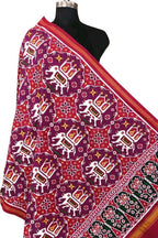 Multicolor Pure Silk Handloom Double Ikat Patan Patola Dupatta - Luxurion World- Crafted Heirlooms