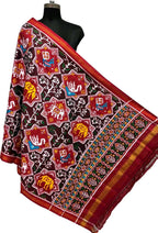 Multicolor Pure Silk Handloom Double Ikat Patan Patola Dupatta - Luxurion World- Crafted Heirlooms