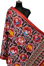 Multicolor Pure Silk Handloom Double Ikat Patan Patola Dupatta - Luxurion World- Crafted Heirlooms