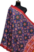 Blue Pure Silk Handloom Double Ikat Patan Patola Dupatta - Luxurion World- Crafted Heirlooms