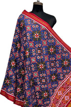 Blue Pure Silk Handloom Double Ikat Patan Patola Dupatta - Luxurion World- Crafted Heirlooms
