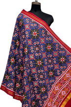 Blue Pure Silk Handloom Double Ikat Patan Patola Dupatta - Luxurion World- Crafted Heirlooms