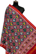 Multicolor Pure Silk Handloom Double Ikat Patan Patola Dupatta - Luxurion World- Crafted Heirlooms