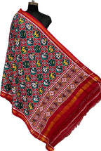 Multicolor Pure Silk Handloom Double Ikat Patan Patola Dupatta - Luxurion World- Crafted Heirlooms