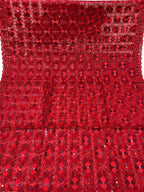 Red Phulkari Embroidered Organza Silk Sequins Scallop Dupatta - Luxurion World