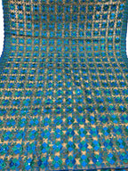 Blue Phulkari Embroidered Organza Silk Sequins Scallop Dupatta - Luxurion World