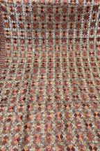 Brown Phulkari Embroidered Organza Silk Sequins Scallop Dupatta - Luxurion World