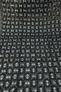 Black Phulkari Embroidered Organza Silk Sequins Scallop Dupatta - Luxurion World