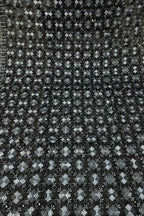 Black Phulkari Embroidered Organza Silk Sequins Scallop Dupatta - Luxurion World