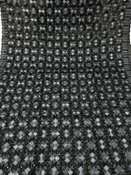 Black Phulkari Embroidered Organza Silk Sequins Scallop Dupatta - Luxurion World