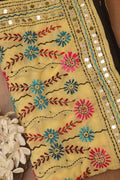 Yellow Phulkari Hand Embroidered Georgette Dupatta - Luxurion World