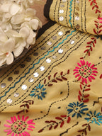 Yellow Phulkari Hand Embroidered Georgette Dupatta - Luxurion World