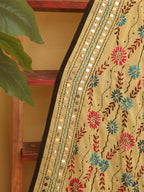Yellow Phulkari Hand Embroidered Georgette Dupatta - Luxurion World