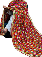 Stunning Multicolor Phulkari Embroidered Chinon Dupatta - Perfect for Any Occasion! - Luxurion World