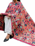 Stunning Red Phulkari Georgette Dupatta with Hand Embroidery - Luxurion World
