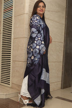 Blue Shibori Tie N Dye Pure Tussar Silk Hand Needle Work Dupatta - Luxurion World- Crafted Heirlooms