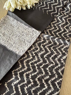 Black Shibori Tie N Dye Pure Tussar Silk Hand Needle Work Dupatta - Luxurion World- Crafted Heirlooms