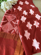 Stunning Maroon Shibori Tie N Dye Maheshwari Silk Dupatta - Luxurion World- Crafted Heirlooms