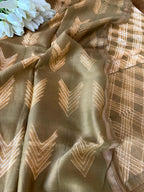Brown & Yellow Shibori Tie N Dye Maheshwari Silk Dupatta - Luxurion World- Crafted Heirlooms