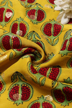 Luxurious and Elegant - Yellow Ajrakh Banarasi Silk Fabric ( 2.5 Mtr ) - Luxurion World