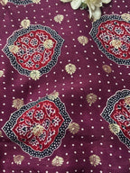 Luxurious and Elegant - Maroon Ajrakh Banarasi Silk Fabric ( 2.5 Mtr ) - Luxurion World