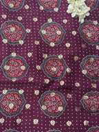 Luxurious and Elegant - Maroon Ajrakh Banarasi Silk Fabric ( 2.5 Mtr ) - Luxurion World