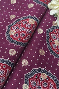 Luxurious and Elegant - Maroon Ajrakh Banarasi Silk Fabric ( 2.5 Mtr ) - Luxurion World