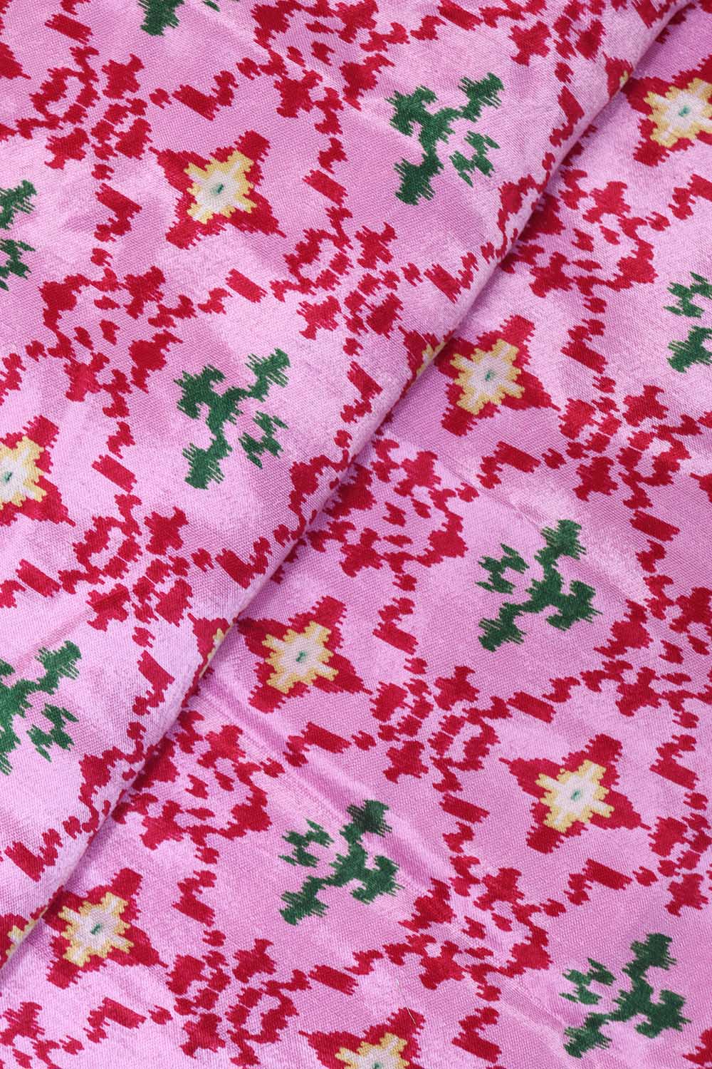Pink Ajrakh Work Modal Silk Fabric ( 1 Mtr ) - Luxurion World
