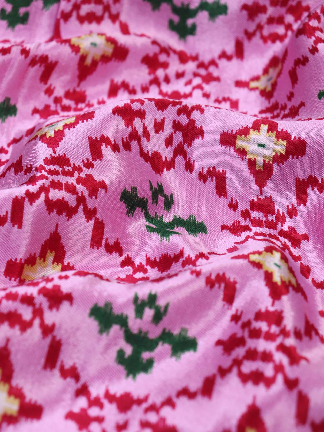 Pink Ajrakh Work Modal Silk Fabric ( 1 Mtr )