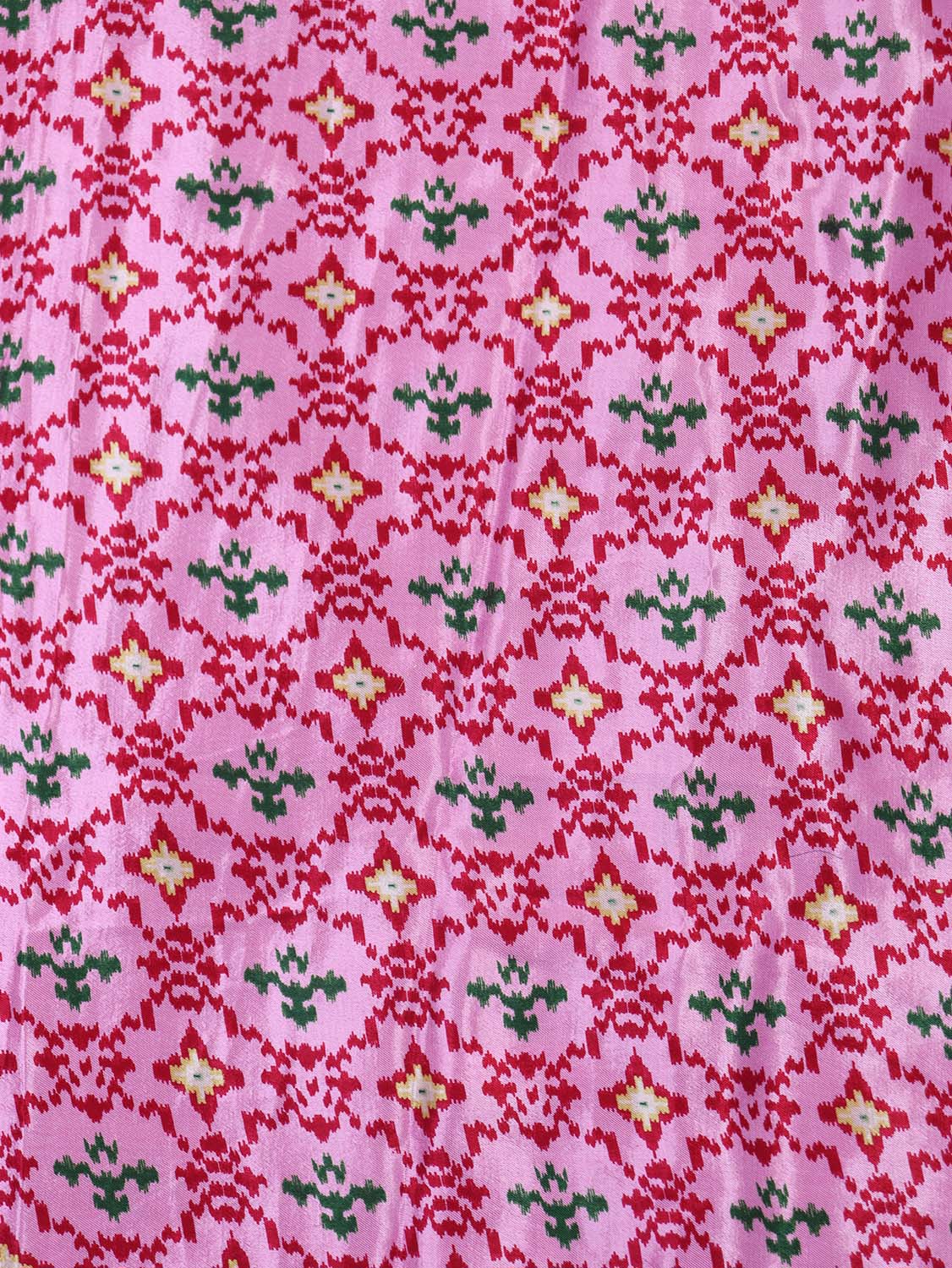 Pink Ajrakh Work Modal Silk Fabric ( 1 Mtr ) - Luxurion World
